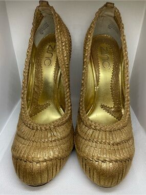 ZINC Metallic Gold Braided Platform Heels